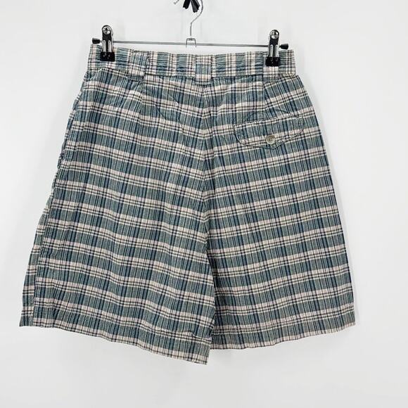 Vintage Partners plaid front pleated 90s high waisted Bermuda lpreppy shorts - Picture 2 of 9